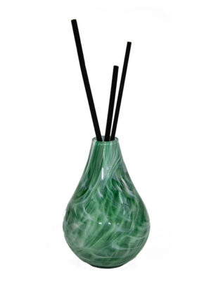 Ręcznie robiony dyfuzor zapachowy Emerald Mist Petite – szkło artystyczne, z patyczkami