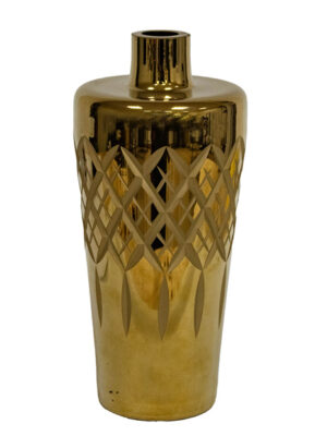 Szklany dyfuzor zapachowy Golden Crown – ręcznie robiony flakon dekoracyjny złoty z patyczkami