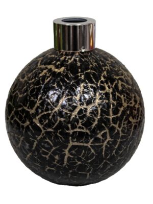 Ręcznie robiony dyfuzor zapachowy Black Gold Sphere – szkło artystyczne, z patyczkami