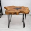 Stolik orzech metal 80x60 cm naturalny ZONA DI LUSSO
