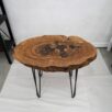 Organiczny stolik orzech metal 80x60 cm ZONA DI LUSSO — 3