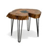 Stolik orzech metal 80x55 cm zielony akcent ZONA