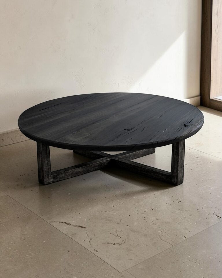 Monolith Grey — stolik kawowy z czarnego dębu i szarej żywicy